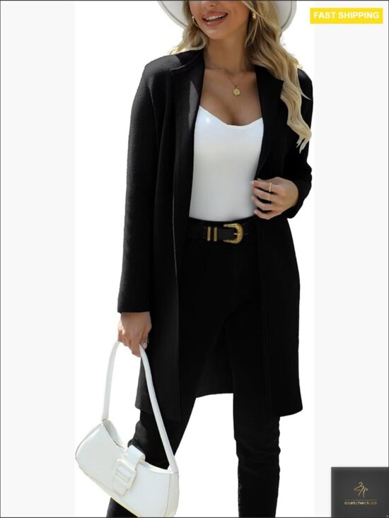 Sweaters - Open Front Cardigan Sweater Knit Lapel Coatigan Casual Slim Fit Womens